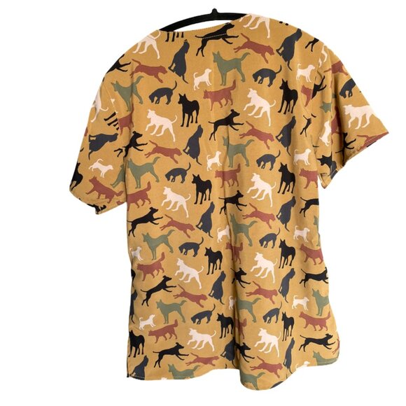 CARHARTT Dogs Scrubs Top Tan V Neck Pockets C12114 Women's Medium - Picture 2 of 15